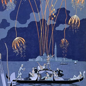 Fireworks in Venice, 1924. Artist: Georges Barbier