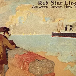 Fisherman and sailors watching a Red Star ocean liner, c1900. Creator: Unknown