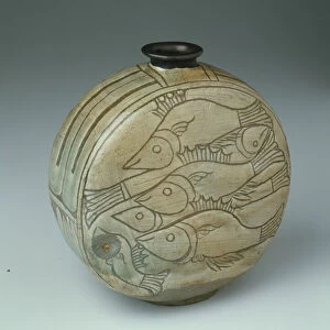 Flask with Fish, Korea, Joseon dynasty (1392-1910), 15th century. Creator: Unknown