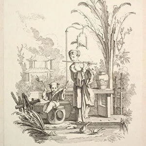 Flautist and a Child Timpanist, ca. 1742. Creator: Gabriel Huquier