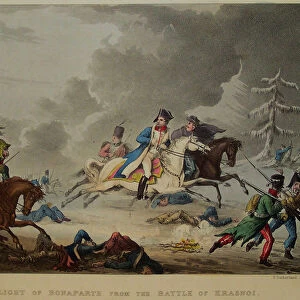 The Flight of Bonaparte from the Battle of Krasnoi, 1815. Artist: Sutherland, Thomas (1785-1838)
