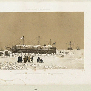 The floating battery Tonnante in the Ice near Kinburn, 1856. Artist: Ciceri, Eugene (1813-1890)