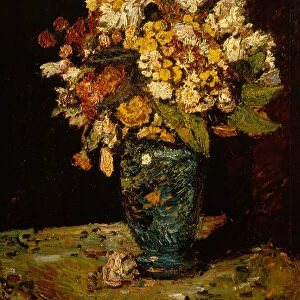 Flowers in a Blue Vase, 1879-1883. Creator: Adolphe Monticelli