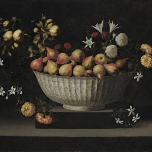 Flowers and Fruit in a China Bowl, c. 1645. Creator: Juan de Zurbaran