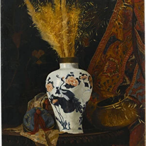 Flowers in a White Vase. Artist: Hamdi Bey, Osman (1842-1910)
