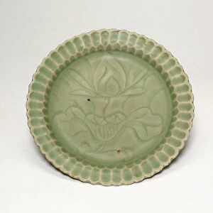 Foliate Dish with Lotus Flower, late Southern Song (1127-1279)/early Yuan dynasty, late 13th century Creator: Unknown