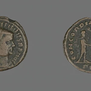 Follis (Coin) Portraying Emperor Maximian, about 296-297. Creator: Unknown
