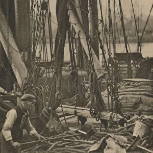 At the Foot of the Mast on a Thames Barge, c1935. Creator: Walter Benington
