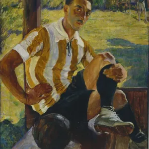 Footballer, 1925. Artist: Della-Vos-Kardovskaya, Olga Ludvigovna (1875-1952) Footballer, 1925. Artist: Della-Vos-Kardovskaya, Olga Ludvigovna (1875-1952)