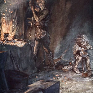 The forging of Nothung, 1924. Artist: Arthur Rackham