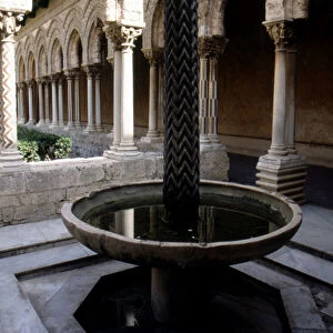 Fountain in the cloister of the Cathedral of Monreale (Sicily), Norman-Byzantine style