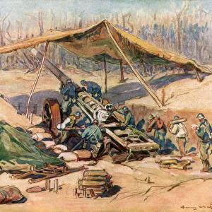 French artillery position, France, 1918, (1926). Artist: Henry Cheffer