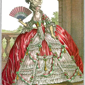 French court dress with wide panniers, 1778