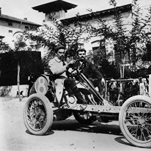 French racing driver Louis Wagner in his Darracq, Coppa Florio, Brescia, Italy, 1905