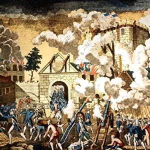 French Revolution, the taking of the Bastille, vintage engraving
