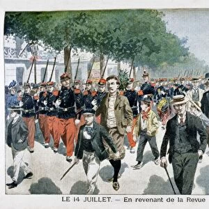 French soldiers returning from the Review on 14th July, (1901)
