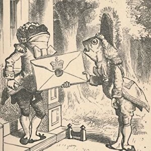 The Frog Footman delivers the invitation, 1889. Artist: John Tenniel