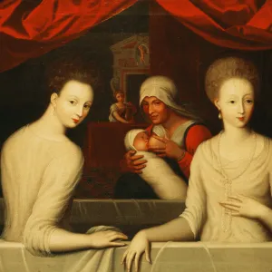 Gabrielle d Estrees and one of her sisters, duchesse de Villars, End of 16th century. Artist: Anonymous