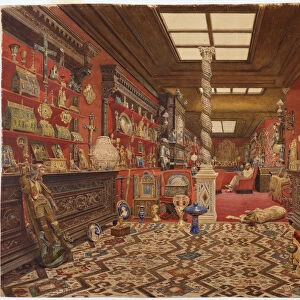 The Gallery of Alexander Basilewsky residence in Paris, 1870. Artist: Vereshchagin, Vasili Vasilyevich (1842-1904)