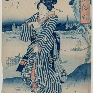 Geisha Standing on the Bank of the Sumida River... early 1830s. Creator: Utagawa Kuniyoshi