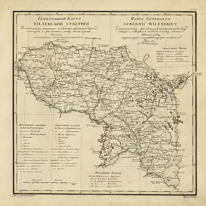 General Map of Vilnius Province: Showing Postal and Major Roads, Stations and the... 1820. Creators: Vasilii Petrovich Piadyshev, Iwanoff