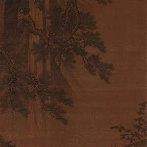 Two Gentlemen Contemplating a Waterfall, Ming dynasty, 16th century. Creator: Unknown