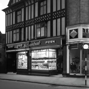 George Schonhuts butchers shop in Rotherham, South Yorkshire, 1955