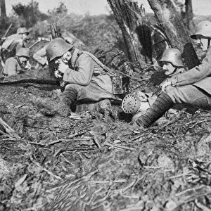 German field telephonist, Somme, France, World War I, 1916