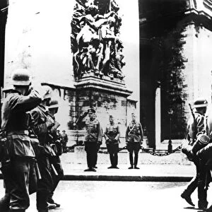 German troops marching past the Arc de Triomphe, Paris, 14 June 1940