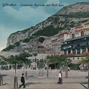 Gibraltar - Casemates Barracks and Rock Gun, c1900