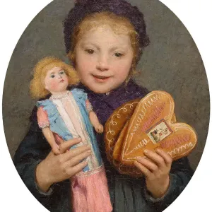 Girl with Christmas Gifts, c1899. Creator: Anker; Albert (1831-1910) Girl with Christmas Gifts, c1899. Creator: Anker; Albert (1831-1910)