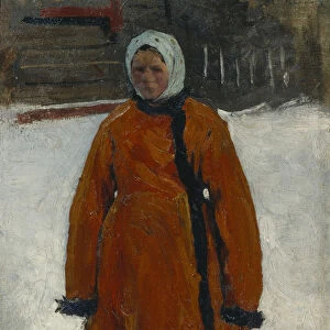 The Girl in the Red Fur Coat, 1903-1906. Artist: Ivanov, Sergei Vasilyevich (1864-1910)