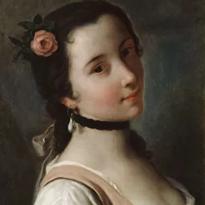 A Girl with a Rose, mid 18th century. Artist: Pietro Rotari