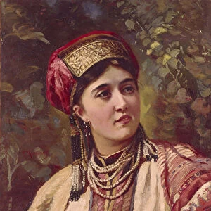 Girl in Traditional Dress. Artist: Makovsky, Konstantin Yegorovich (1839-1915)