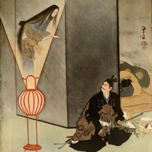 He glared fiercely at the apparition... 1919. Creator: Unknown He glared fiercely at the apparition... 1919. Creator: Unknown