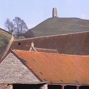 GlastonburyTor and ancient Tithebarn in foreground, Somerset, 20th century. Artist: CM Dixon