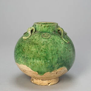 Globular Jar with Loop Handles and Medallions, Tang dynasty (618-906), 8th century
