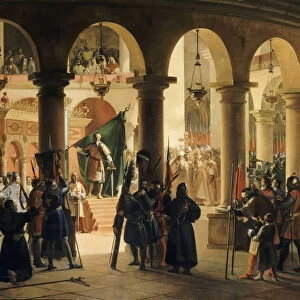 Godefroy de Bouillon deposits in the church of the Holy Sepulchre the Trophies of Ascalon. Artist: Granet, Francois Marius (1775-1849)