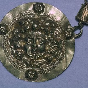 Gold Roman Gorgons head pendant