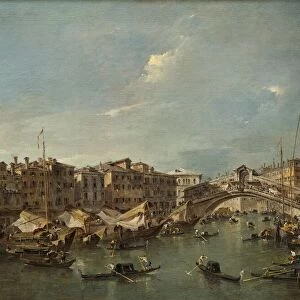 Grand Canal with the Rialto Bridge, Venice, probably c. 1780. Creator: Francesco Guardi