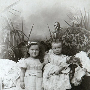 Grand Duchesses Olga Nikolaevna and Tatiana Nikolaievna of Russia, late 19th century. Artist: K von Hahn