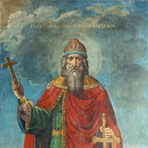 Grand Duke Vladimir Svyatoslavich. Artist: Ancient Russian frescos