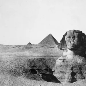 The Great Sphinx and the Pyramids of Giza, Egypt, 1852. Artist: Maxime du Camp