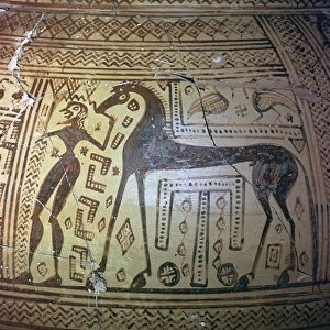 Detail from a Greek geometric period vase, 9th century BC