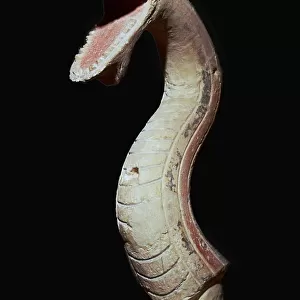 Greek polychrome head of a serpent, c. 6th century BC