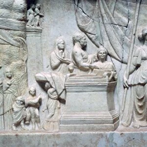 Greek relief of a family sacrificing