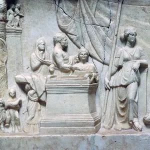 Greek relief of a family sacrificing