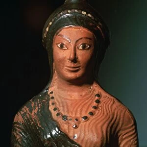 Greek terracotta scent bottle in the shape of a female bust