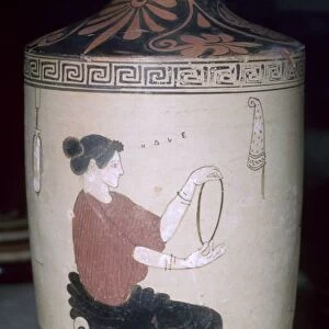 Greek vase painting of a seated woman, 5th century BC