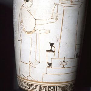 Greek Vase Painting, Woman with Offerings at a Tomb, 460-450 BC
